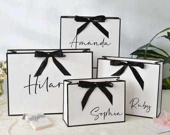 Personalized Name Gift Bags, Birthday Gift Bags, Bachelorette Party Bag, Ribbon Tie Rope Gift Bags, Welcome Gift Bags, Elegant Gift Bag