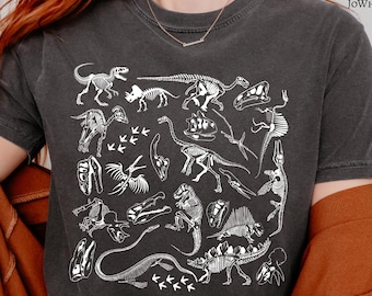 Dinosaur Skeleton TShirt| Women Men Dino T-Shirt|  Aesthetic, Dinosaur Gifts, Dinosaur Skeleton Tee, Dinosaurus T Shirt, Dinosaur Lover Gift