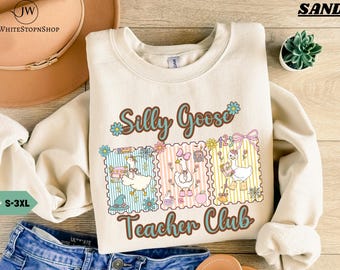 Silly Goose Teacher Sweatshirt-Teacher Halloween Silly Goose Sweater-Spooky Teacher Fall Holiday Goose Team Shirt-Cute Spooky Preschool-
