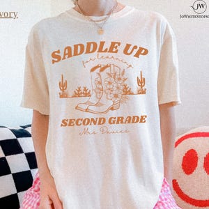Saddle Up for Learning Second Grade Teacher Tshirt-Second Grade Teacher Shirt, 2nd Grade Teacher Boho Shirt-Western Cowgirl Teacher Shirt