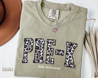 Camiseta de leopardo blanco para maestra de preescolar - Camiseta de regreso a clases - Camiseta para maestra de preescolar - Regalo para maestra de preescolar - Equipo de preescolar - Equipo de preescolar - Maestra de preescolar