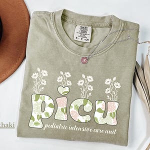Comfort Color PICU Nurse Floral TShirt-Pediatric Intensive care unit Shirt-picu Nurse Gift-Picu Nurse Shirt-Peds Nurse Gift-Picu Crew Shirt