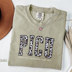 Comfort Color White Leopard PICU Nurse TShirt-Pediatric Intensive care unit Shirt-Picu Nurse Gift Shirt-Peds Nurse Gift-Picu Crew Shirt