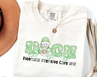 Comfort Color NICU Christmas Shirt-Christmas NICU Christmas Bear Nurse Shirt-Nicu Nurse Shirt-Cute Neonatal Intensive Care Unit tee Gift