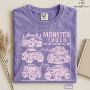Monster Truck Party Shirt, Monster Truck Jam Shirt Family Matching, Racing Flags, Momster Dadster Shirt, Monster Trucks Shirt image 15