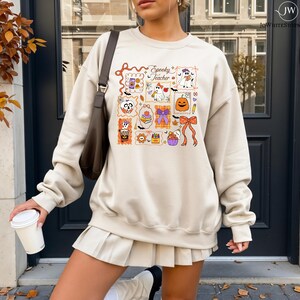 Teacher Halloween Sweatshirt-Spooky Season shirt Teacher Tee-Spooky Ghost Sweatshirt Teacher Gift-Teacher Halloween Gift-Women Sweatshirt