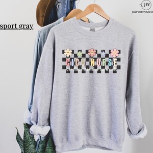 Vintage Floral Checker CICU  Nurse Crewneck Sweatshirt-Cardiac Icu Nurse Sweater-Cardiac Intensive Care Unit-Cicu Nurse RN-Cicu Nurse Gifts
