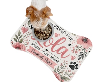 Reserviert für Lola Haustier Matte | Blumen Pfotenabdruck Tischset