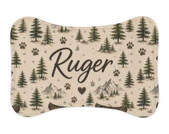 Tapis d'alimentation personnalisé Ruger pour animaux de compagnie | Motif imprimé patte de forêt