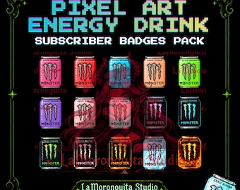 Pixel Art Energy Drink Subscriber Badges Pack