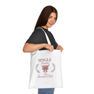 Single Ladies Social Club Tote Bag  Cocktail Design  Empowering Word Cloud | Badass, Beautiful, Boss Babe Gift for Women