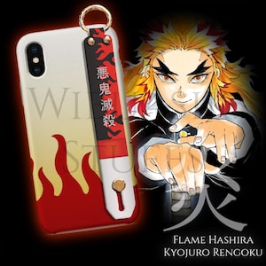 Demon Slayer Phone Case with Hand Strap - Kyojuro Rengoku Anime iPhone Samsung Cover Gift