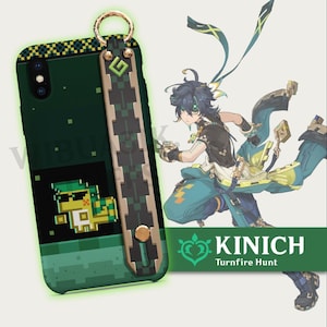 Custodia per telefono Genshin Impact con cinturino da polso - Design estetico Kinich per telefoni iPhone, Samsung e Android