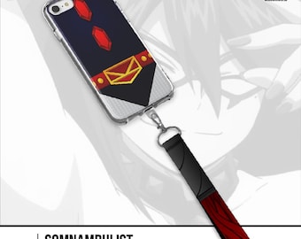 Funda para teléfono con colgante y cordón, inspirada en el anime Midnight Femme Hero, para iPhone y Samsung / Elegante funda protectora