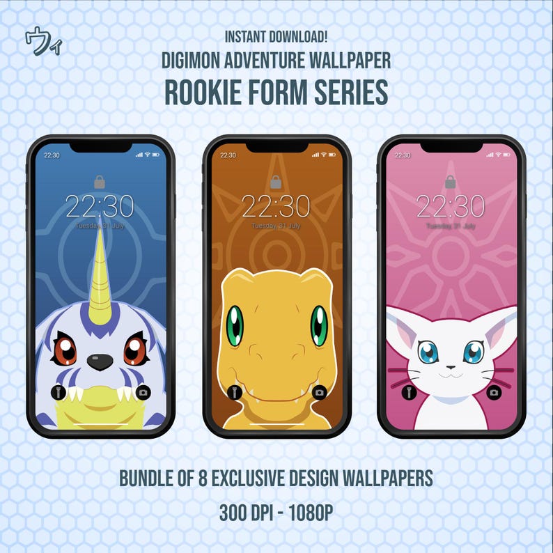 Digimon Adventure HD Phone Wallpaper Bundle – Digital Rookie Forms ...