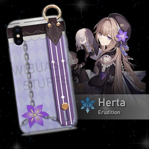 Honkai Star Rail Phone Case with Hand Strap for iPhone & Samsung Android, Herta Aesthetics Durable Protective Cover