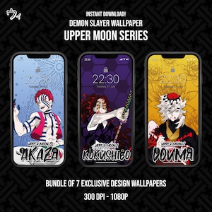 Demon Slayer Upper Moon Characters Phone Wallpaper Art Bundle | Anime Aesthetic Backgrounds for Fans & Collectors
