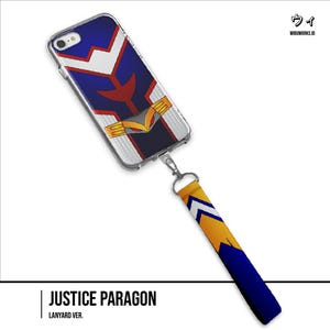 Ultimate Power Hero Anime-Inspired Phone Case Lanyard Charm for iPhone & Samsung | Bold Muscle Warrior Aesthetic Cover