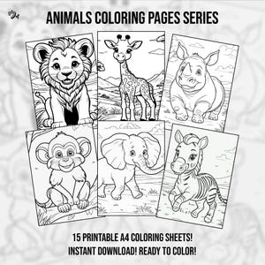 Cute Baby Animal Coloring Book Cute Animal Coloring Pages Coloring Sheets Adorable Coloring for Adults and Kids Kawaii Animal Art Book Vol 2