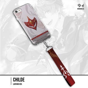 Genshin Impact Childe Tartaglia Phone Case with Handstrap Lanyard Protective Aesthetics