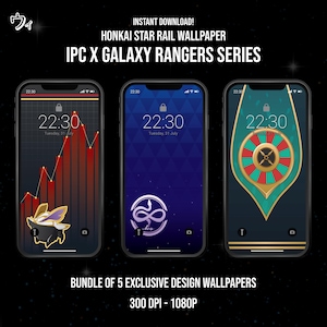 Honkai Star Rail-bakgrundspaket för telefon - IPC x Galaxy Rangers-karaktärer HD digital konst för din enhet