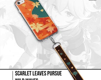 Genshin Impact Phone Case with Handstrap Lanyard – Kaedehara Kazuha Aesthetic Protective Cover for iPhone & Samsung