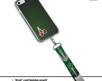 Green Stand User Phone Case, Hierophant Inspired Case, Cherry Anime Phone Cover, Manga Aesthetic Case, Lanyard Handstrap