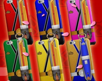 Sentai Rangers Phone Case with Handstrap Lanyard Charm for iPhone Samsung Android – Samurai Shinken Aesthetic Protective Cover