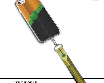 World Stand Phone Case, Time Stop Inspired Phone Cover, Golden Vampire Anime Case, Celestial Manga Phone Case, Lanyard Handstrap