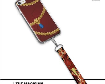 Fire Stand Phone Case, Magician Inspired Phone Cover, Red Flame Anime Case, Mystic Manga Phone Case, Lanyard Handstrap