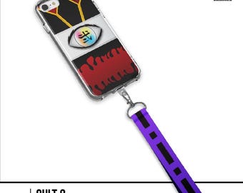 Anime Inspired Ice Demon Phone Case with Hand Strap Lanyard Charm for iPhone & Samsung