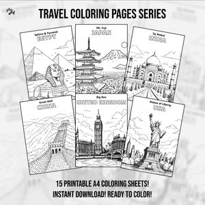 Travel Destinations Coloring Pages | 15 Fun and Educational Designs for Kids | World Landmarks, Geography Activities, and Global Adventures