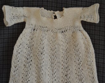 Vintage Infant Baby Doll Dress Knit Lace Large Doll Reborn 13.5 L x 18" Chest