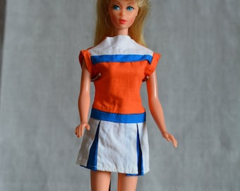 Vintage Barbie Clone Cheerleader or Tennis Dress and Shoes, 60s