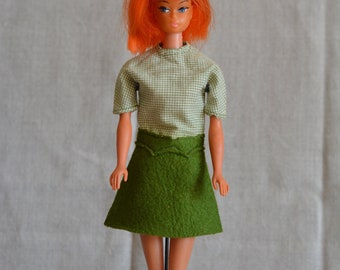 Vintage Barbie Francie Handmade Mod Blue Atomic Dress, 60s