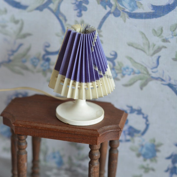 Vintage Dollhouse Electric Lamp Light, Purple Shade Germany