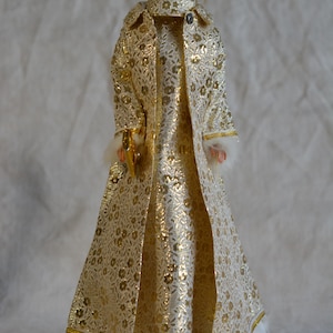 Vintage Barbie Clone Brocade Gold Metallic Evening Gown And Coat, HK Premier Uneeda, 60s