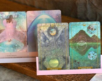 Oracle Card Stand Digital Download, Cut-and-Fold Card Stand Set, “Misty Morning” Printable Stand for Oracle Tarot & Daily Affirmation Cards