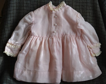 Vintage Toddler Party Dress Pink Semi Sheer Stripe, Roanna Togs, 60s