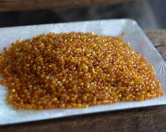 Antique Venetian Seed Beads Amber Yellow, African Trade, 16bpi, 7g 1800s
