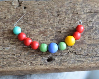 Vintage colorful Strand Of Matte Glass Beads, German Beads, 1950s