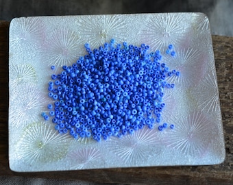 Antique Venetian Opaque Denim Blue Seed Beads, African Trade, 16bpi, 7g