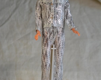 Vintage Barbie Clone Silver Metallic Top and Pants Outfit