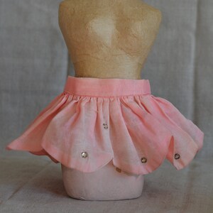 Vintage Pink Petal  Fairy Doll Skirt with Prong-Set Rhinestones, 8 1/2"- 10 1/2" waist, 3 1/2" long, Composition