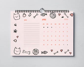 2026 Pink Cat Calendar: Printable Monthly Planner (PDF Download)
