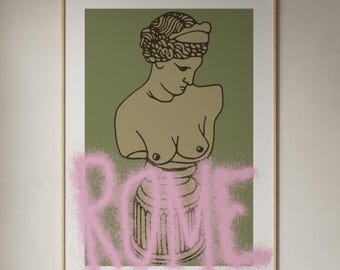 Original Hand-Painted A1 Print - Spray-Paint Over Custom Design, Urban/Contemporary Art