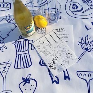 Soirée à thème amalfitaine, Été italien, Chemin de table pour événement, Design tendance 2025, Déjeuner de filles, Dîners, Anniversaires, Menu personnalisé, Cartes de visite,