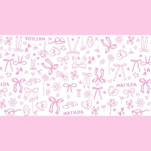 Camino de mesa personalizado para cumpleaños de niña: decoración de fiesta dibujada a mano