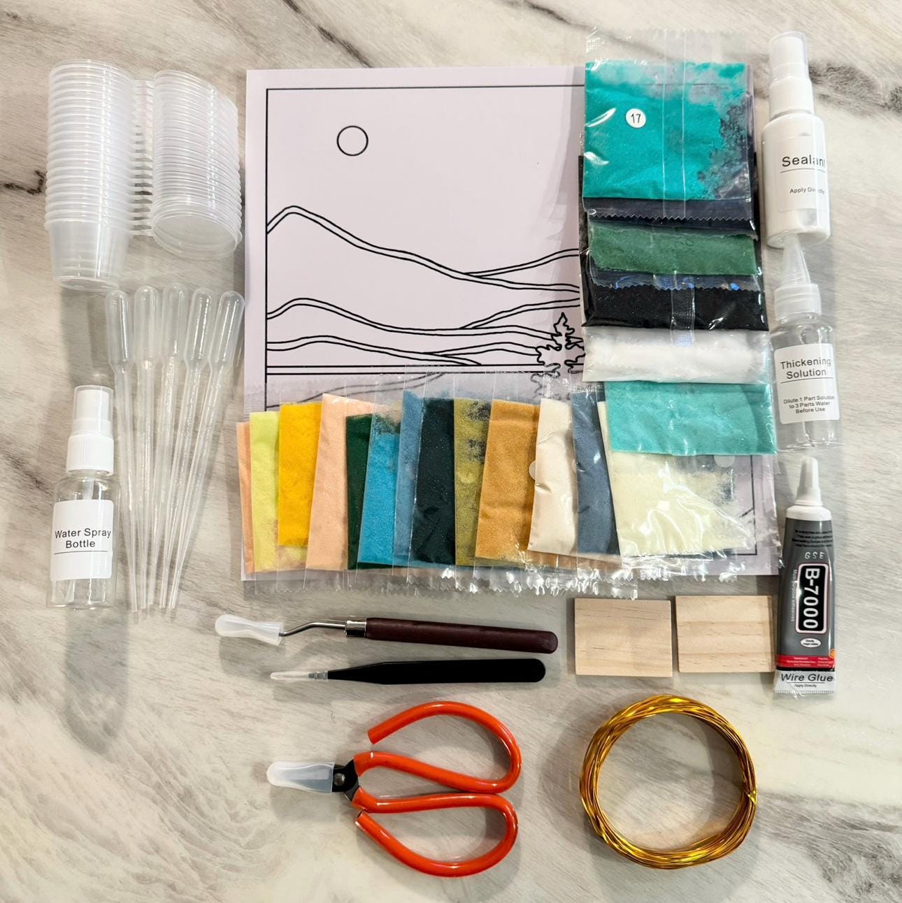 Landscape Craft Kit Abstract Landscape Cloisonné DIY Craft Kit – Enamel Art (10 Inch) - Etsy