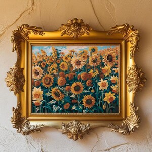 ein Vintage Gemälde von Sonnenblumen | Wandkunst | abstrakte Malerei | Kunstdruck | Kunstwerk für Wände | Bilderrahmen | Kunstdrucke